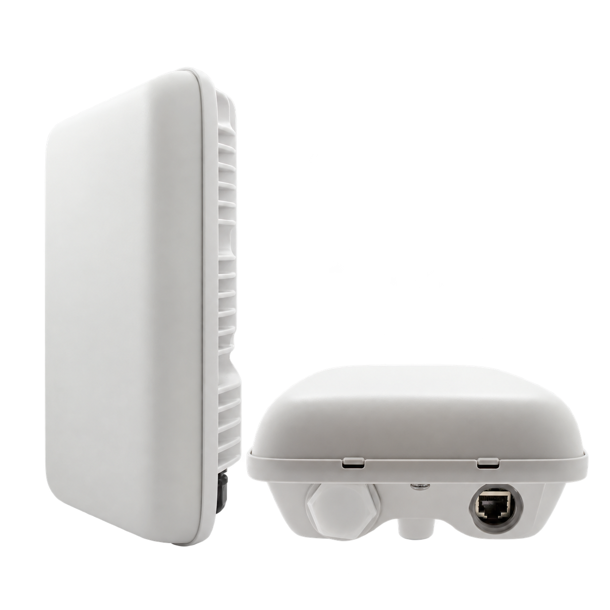 Helium outdoor Wi-Fi hotspot shown from two angles